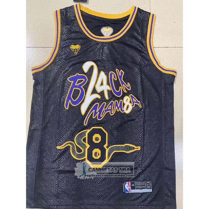 Camiseta Los Angeles Lakers Kobe Bryant NO 8 Black Mamba Snakeskin Negro
